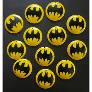 12 Batman Logo Metal Dome‎ Vending Charm New Old Stock (T2)
